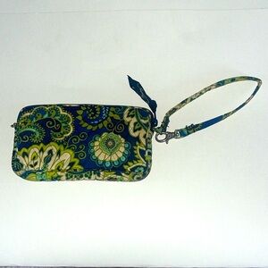 Vera Bradley Wristlet Wallet green, white & blue floral